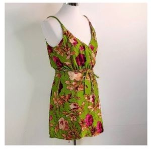 Urban Outfitters Velvet Lime Green Floral mini dress